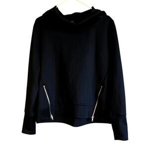 Addison Bay polished double knit zip everyday pullover black size small